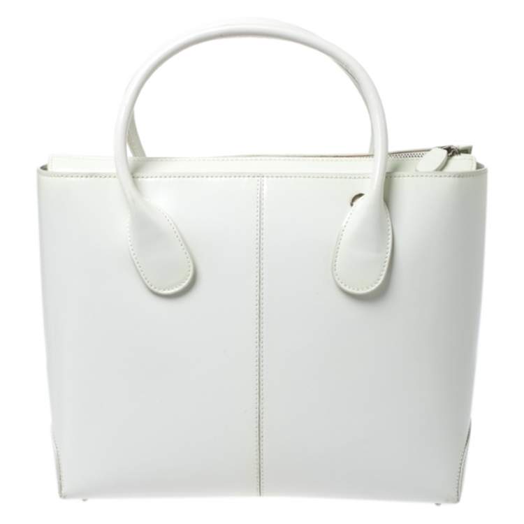 Pre Owned Tod's Off-White Patent Leather D-Bag Tote