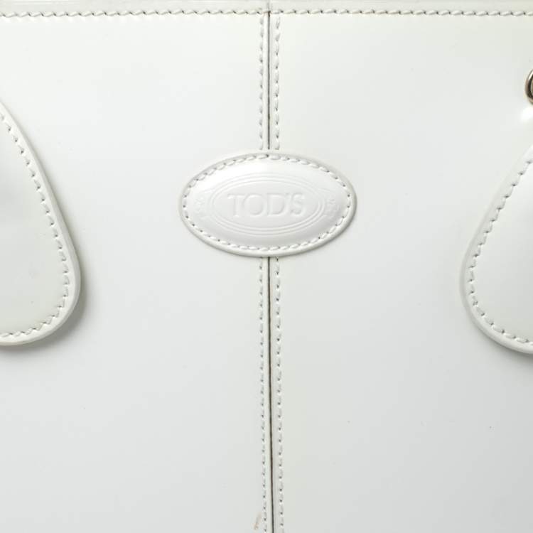 Pre Owned Tod's Off-White Patent Leather D-Bag Tote