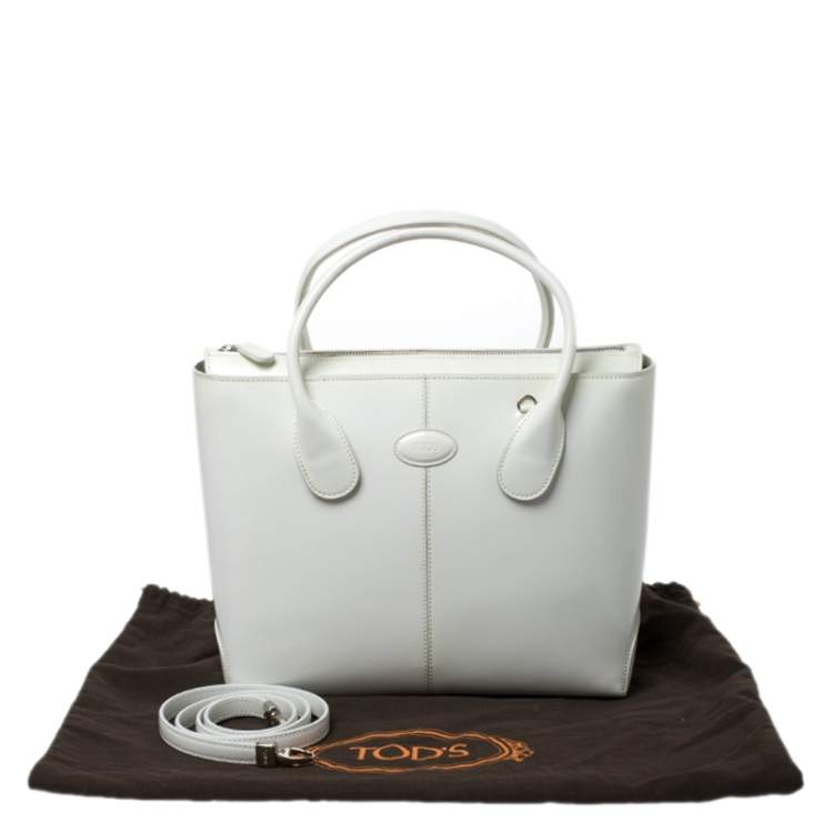 Pre Owned Tod's Off-White Patent Leather D-Bag Tote