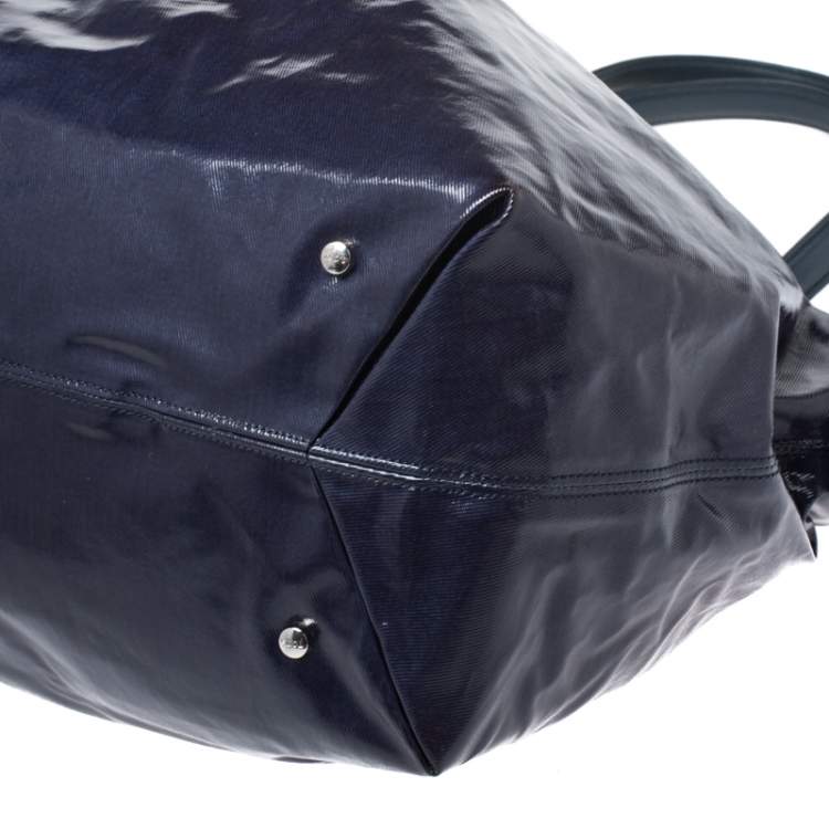 Pre Owned Tod's Navy Blue Coated Canvas Tote