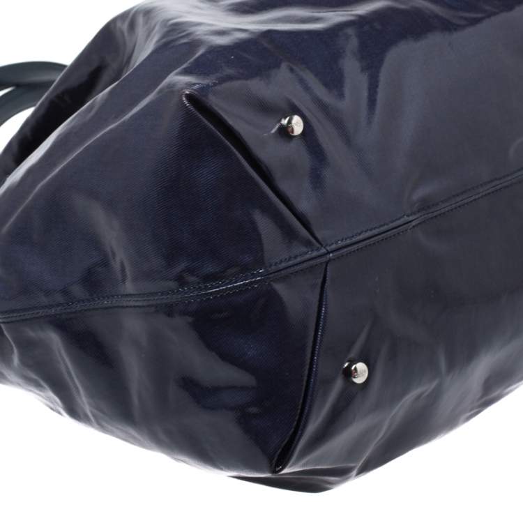 Pre Owned Tod's Navy Blue Coated Canvas Tote