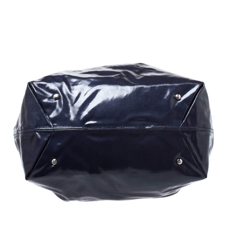 Pre Owned Tod's Navy Blue Coated Canvas Tote