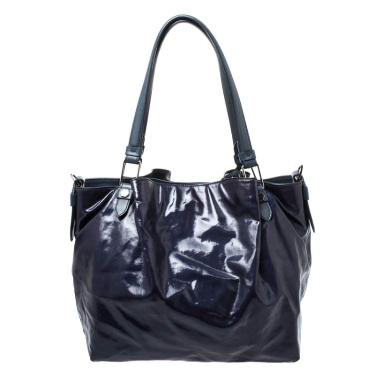 Pre Owned Tod's Navy Blue Coated Canvas Tote