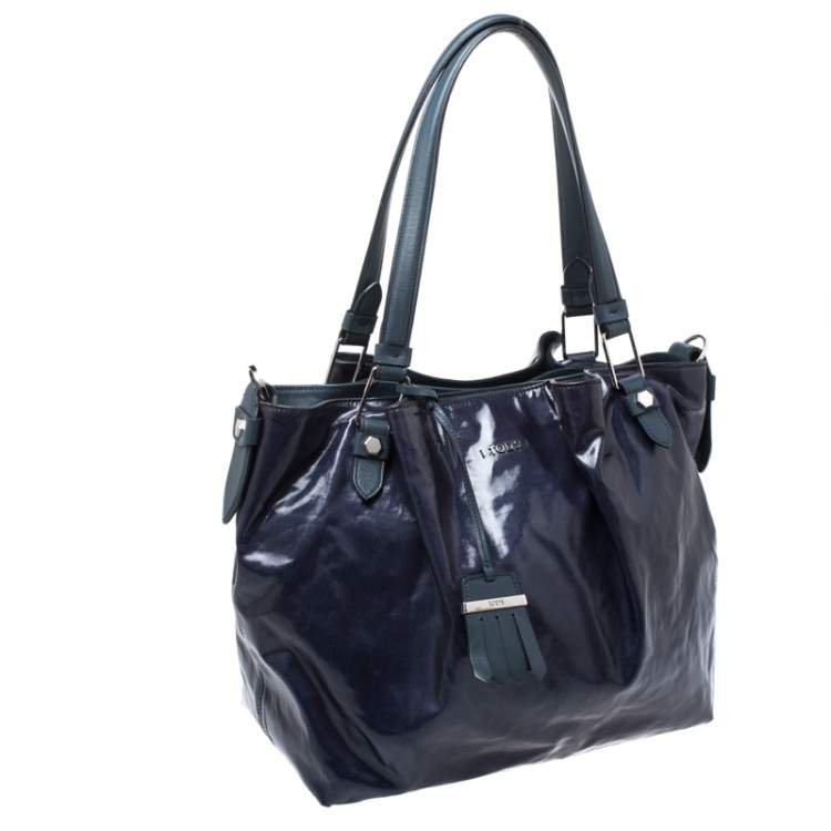 Pre Owned Tod's Navy Blue Coated Canvas Tote