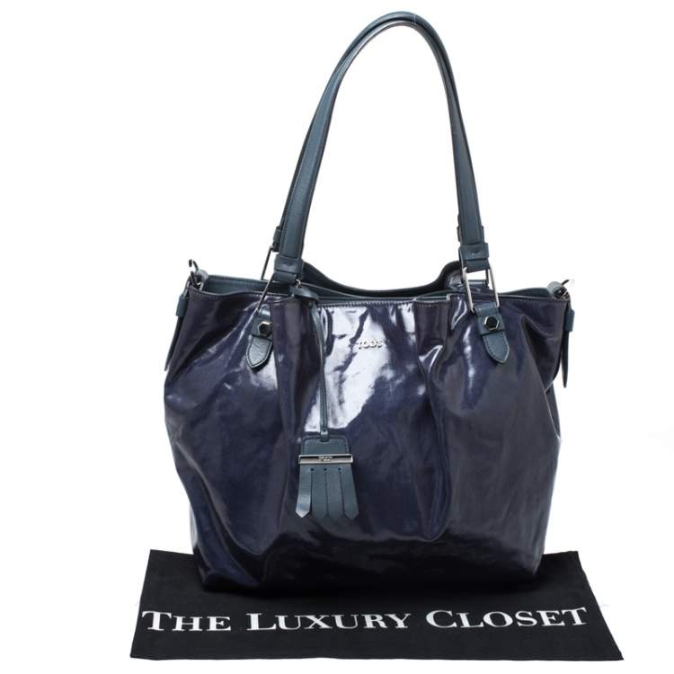 Pre Owned Tod's Navy Blue Coated Canvas Tote