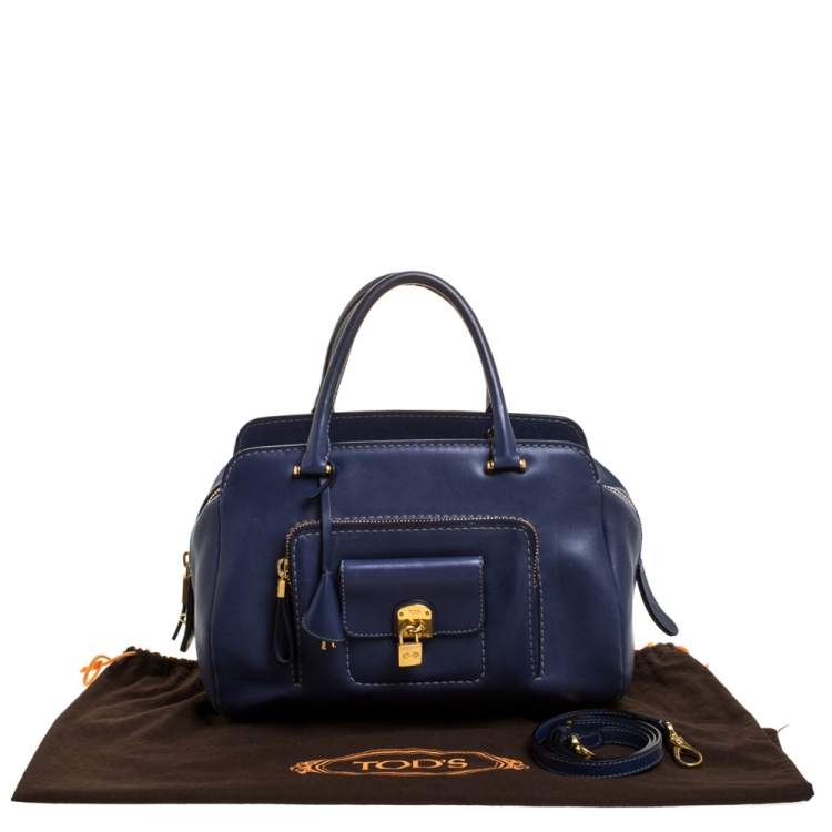 Pre Owned Tod's Blue Leather Medium Kate Media Satchel