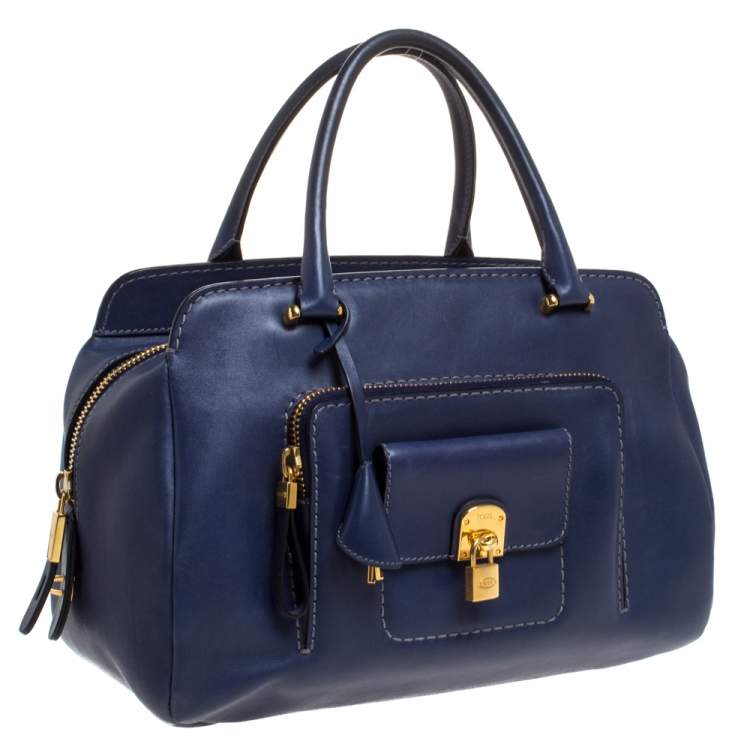 Pre Owned Tod's Blue Leather Medium Kate Media Satchel