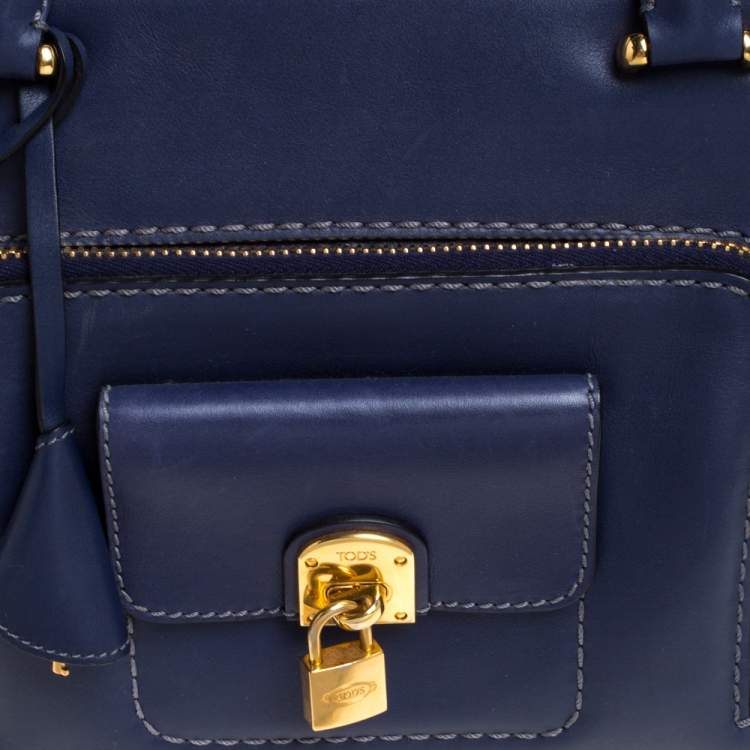 Pre Owned Tod's Blue Leather Medium Kate Media Satchel