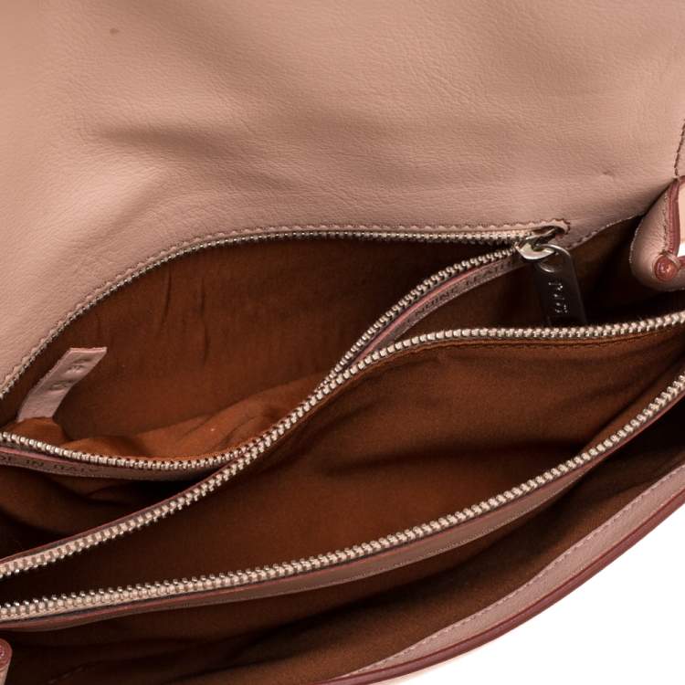 Pre Owned Tod's Blush Pink Leather MIni Double T Shoulder Bag