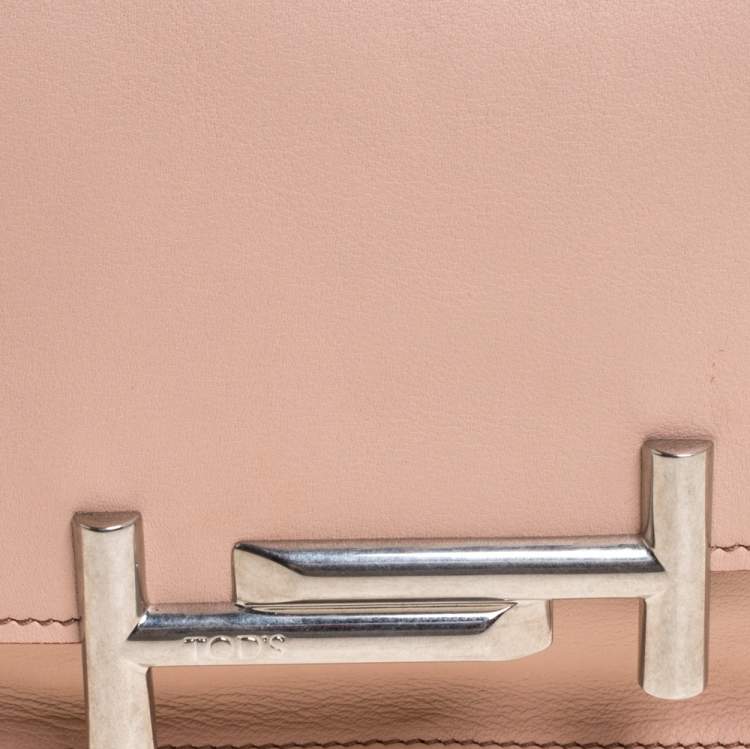 Pre Owned Tod's Blush Pink Leather MIni Double T Shoulder Bag