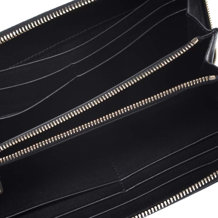 Pre Owned Tod's Black Patent Leather Zip Around Continental Wallet