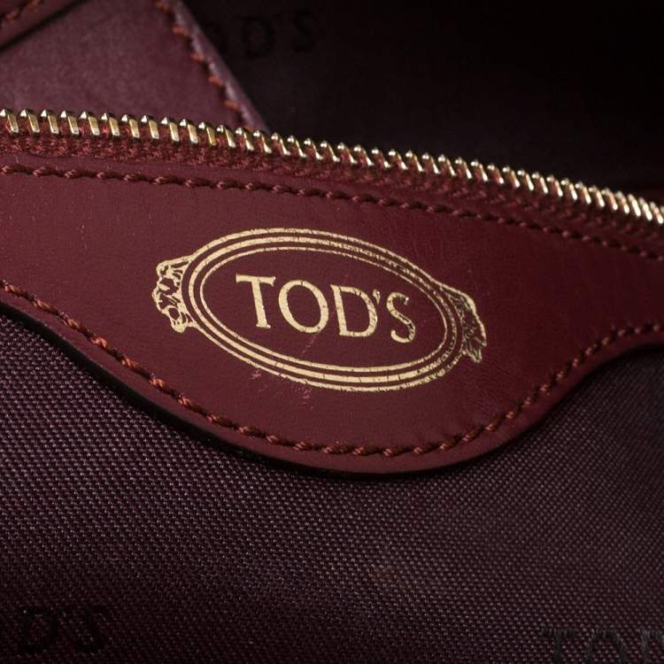 Pre Owned Tod's Burgundy Leather Small D-Styling Shopper Tote