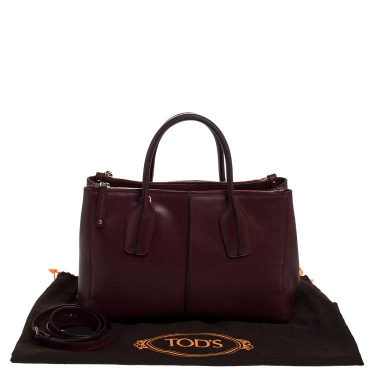 Pre Owned Tod's Burgundy Leather Small D-Styling Shopper Tote