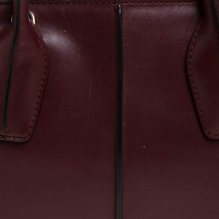 Pre Owned Tod's Burgundy Leather Small D-Styling Shopper Tote
