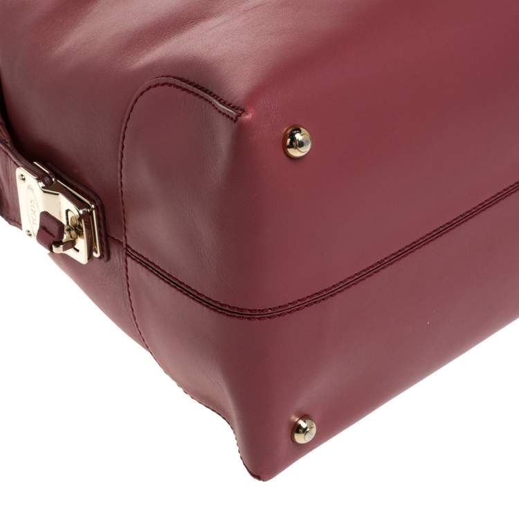 Pre Owned Tod's Fuchsia Leather D-Styling Small Duffle Bag                             