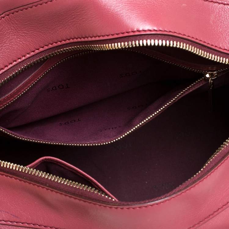 Pre Owned Tod's Fuchsia Leather D-Styling Small Duffle Bag                             
