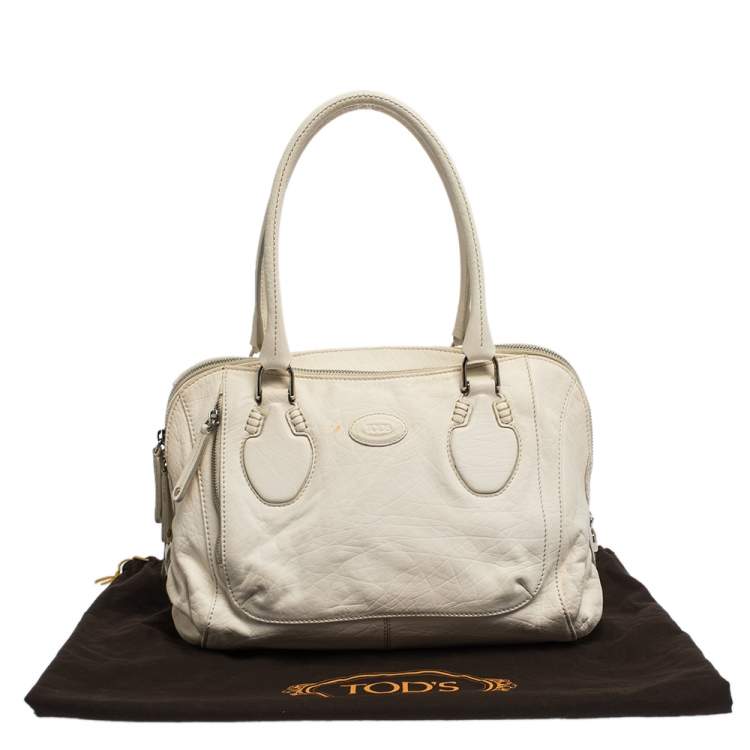 Pre Owned Tod's White Leather Double Zip Satchel