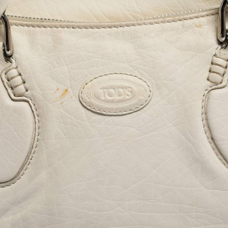 Pre Owned Tod's White Leather Double Zip Satchel