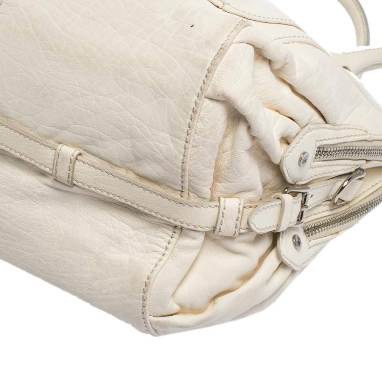 Pre Owned Tod's White Leather Double Zip Satchel