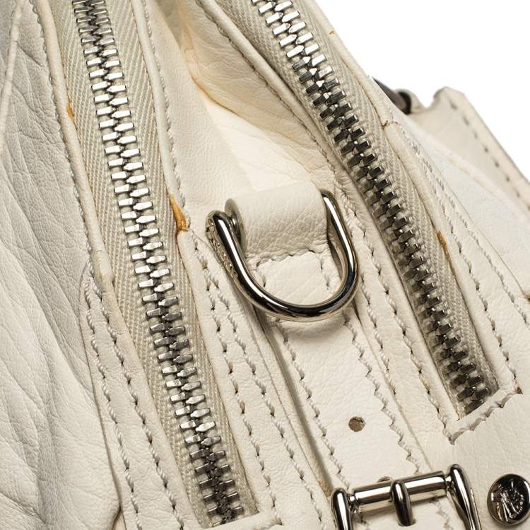 Pre Owned Tod's White Leather Double Zip Satchel