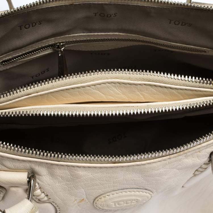 Pre Owned Tod's White Leather Double Zip Satchel