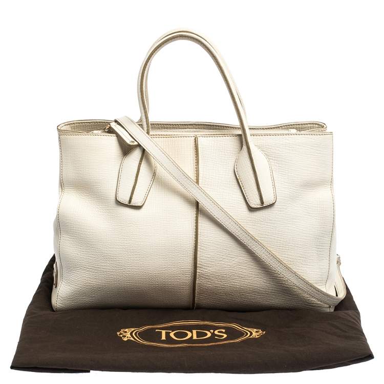 Pre Owned Tod's Off White Leather D-Styling Piccolo Tote