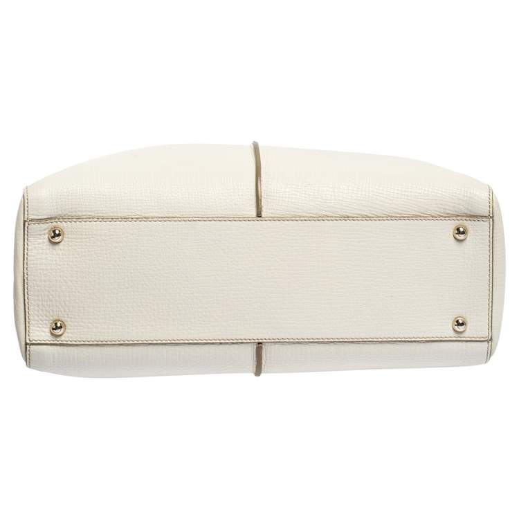 Pre Owned Tod's Off White Leather D-Styling Piccolo Tote