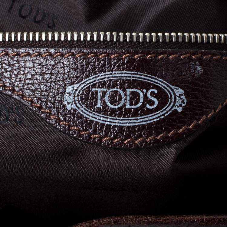 Pre Owned Tod's Olive Green/Brown Glazed Coated Canvas and Leather G-Line Easy Sacca Tote