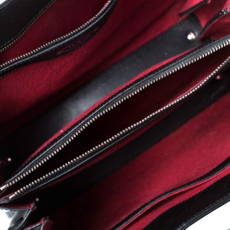 Pre Owned Tod's Black Leather Tassel Detail Tote