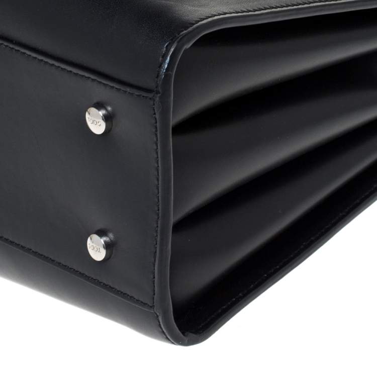 Pre Owned Tod's Black Leather Tassel Detail Tote