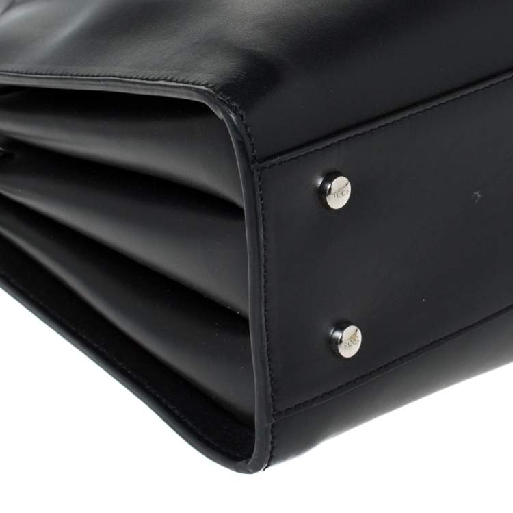 Pre Owned Tod's Black Leather Tassel Detail Tote
