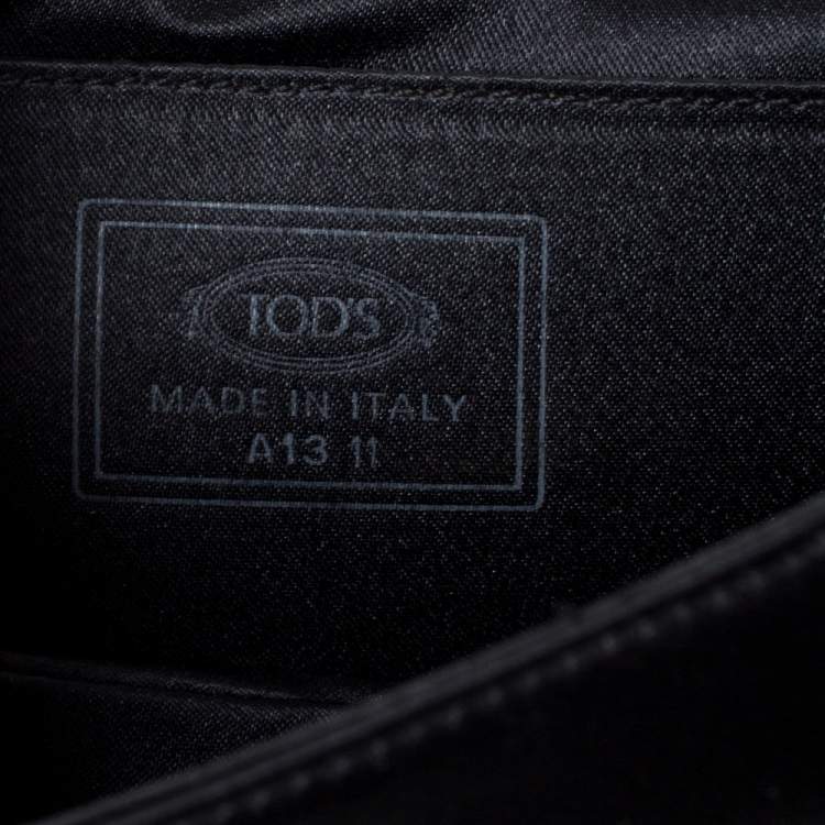 Pre Owned Tod's Black Satin Crystal Embellished Flap Chain Clutch