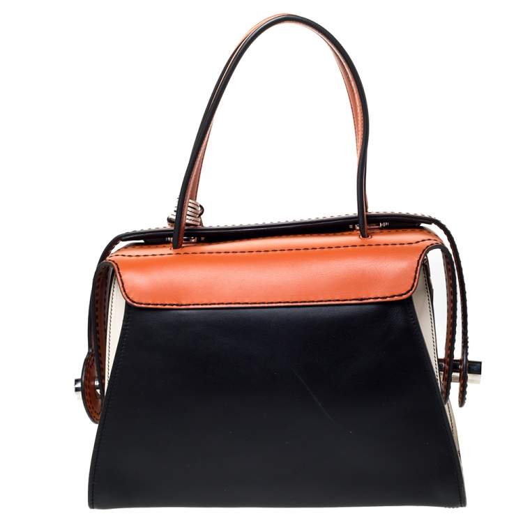 Pre Owned Tod's Tri Color Leather Twist Satchel