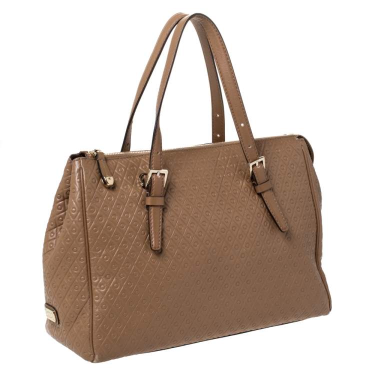 Pre Owned Tod's Brown Signature Embossed Leather Zip Satchel
