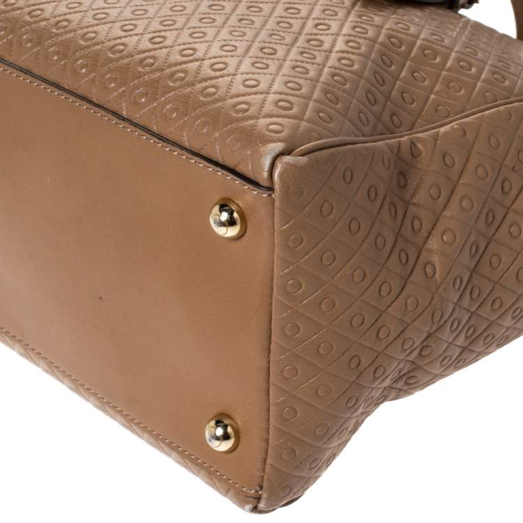 Pre Owned Tod's Brown Signature Embossed Leather Zip Satchel