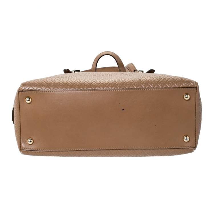Pre Owned Tod's Brown Signature Embossed Leather Zip Satchel