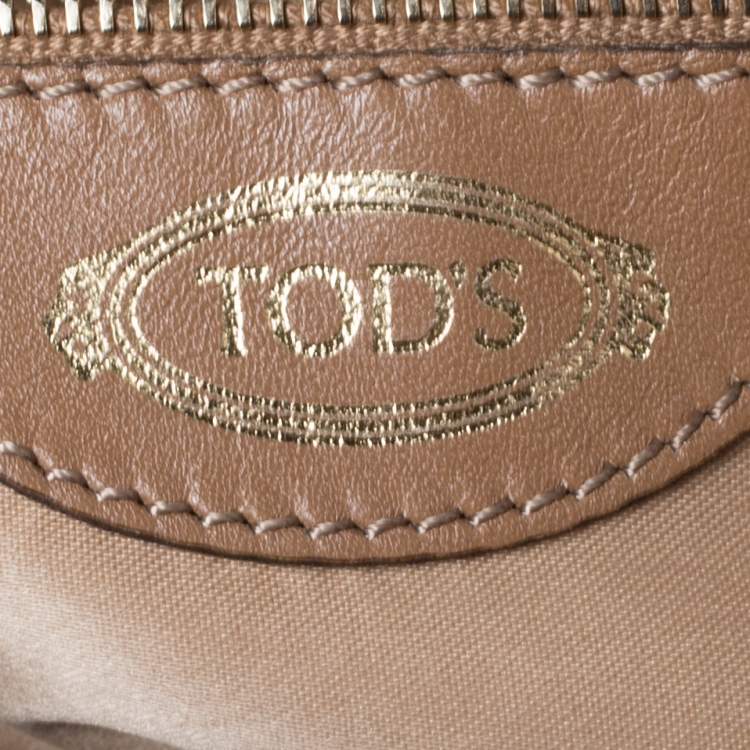 Pre Owned Tod's Brown Signature Embossed Leather Zip Satchel