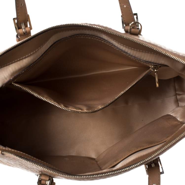 Pre Owned Tod's Brown Signature Embossed Leather Zip Satchel