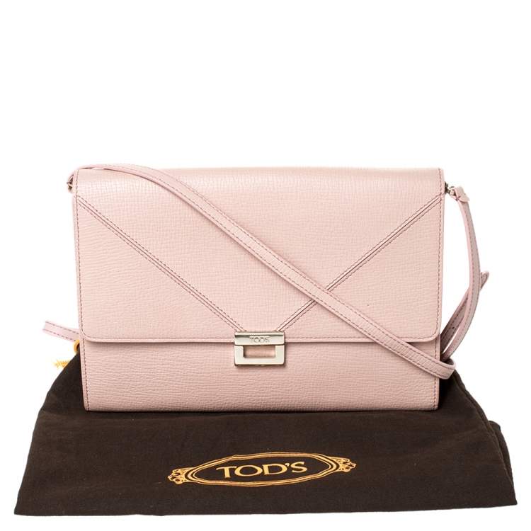 Pre Owned Tod's Beige Leather D-Cube Crossbody Bag
