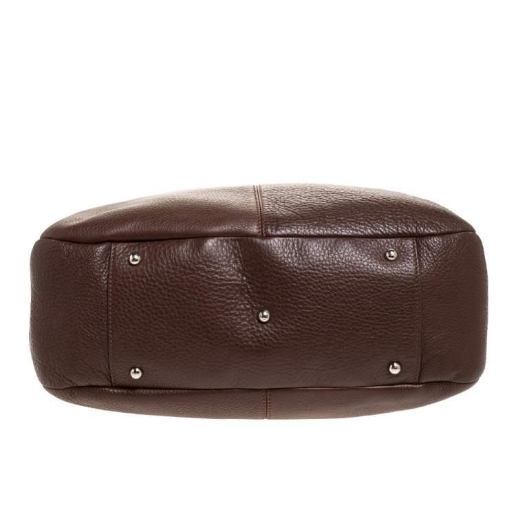 Pre Owned Tod's Brown Leather Media Shopper Tote