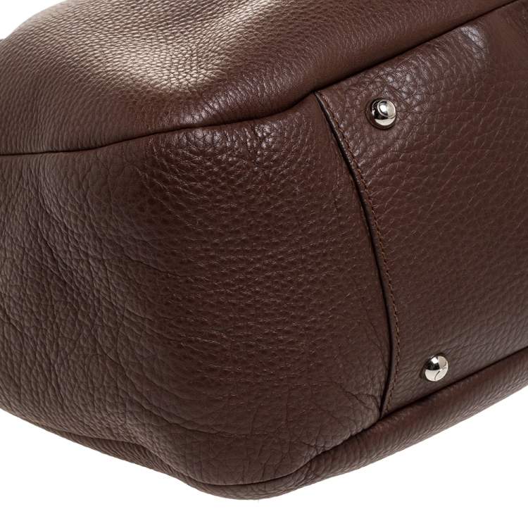 Pre Owned Tod's Brown Leather Media Shopper Tote