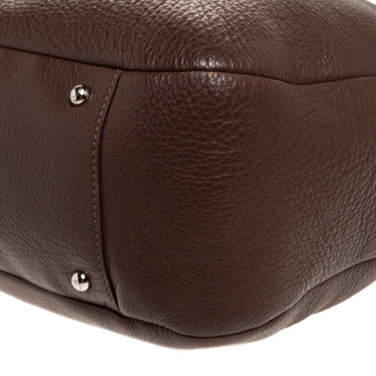 Pre Owned Tod's Brown Leather Media Shopper Tote
