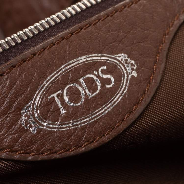 Pre Owned Tod's Brown Leather Media Shopper Tote