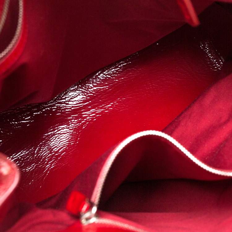 Pre Owned Tod's Red Patent Leather Drawstring Tote