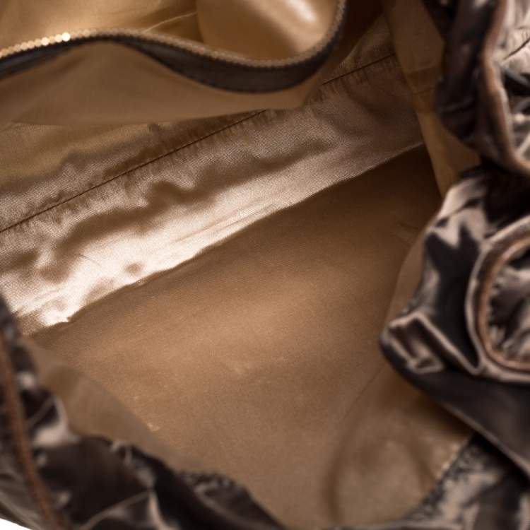 Pre Owned Tod's Olive Green Nylon and Leather Drawstring Satchel