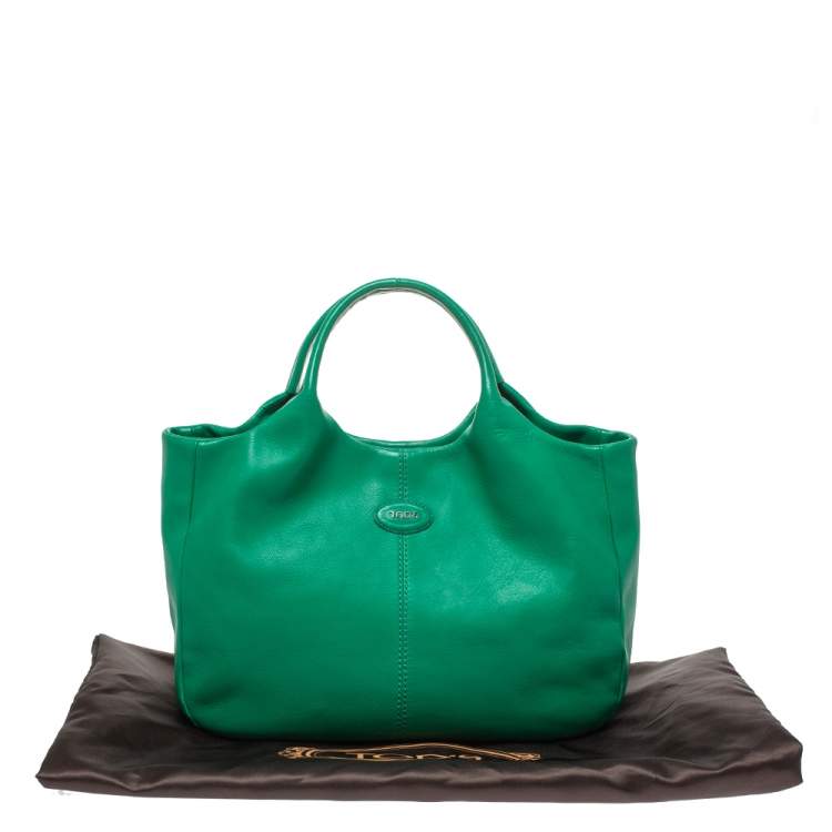 Pre Owned Tod's Green Leather Beveled Tote