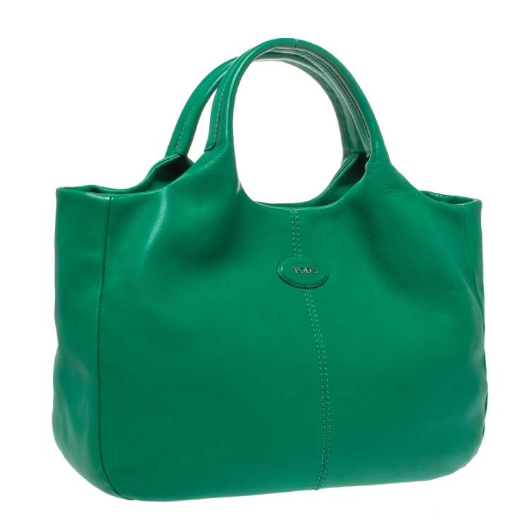 Pre Owned Tod's Green Leather Beveled Tote