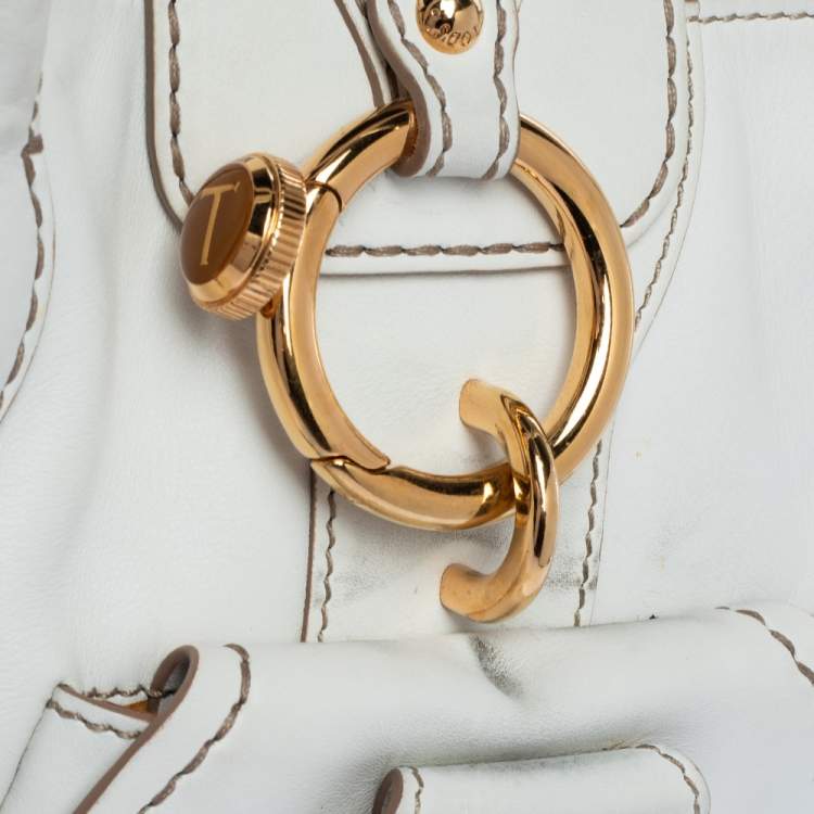 Pre Owned Tod's White Leather Front Pocket Satchel
