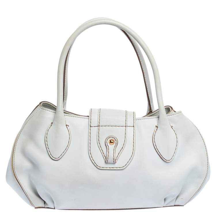 Pre Owned Tod's White Leather Front Pocket Satchel