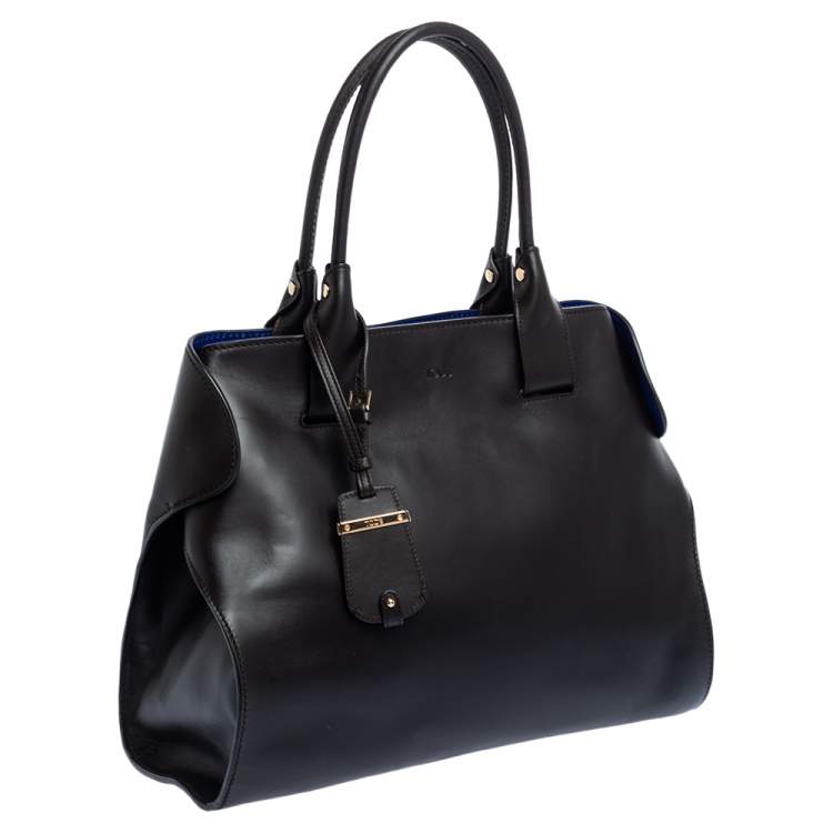 مملوكة مسبقًا Tod's Dark Brown Leather Cape Shopper Tote